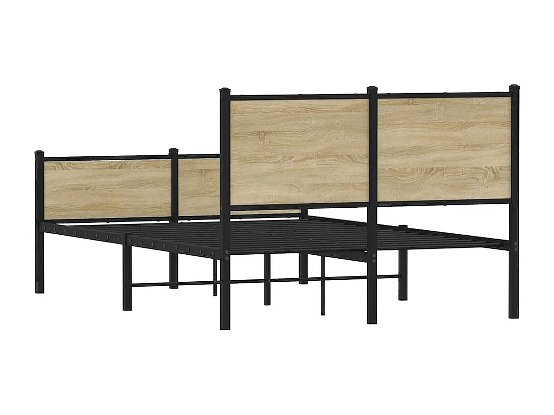 Lit double | Lit adulte | Cadre de lit en métal chêne sonoma 140x190 cm