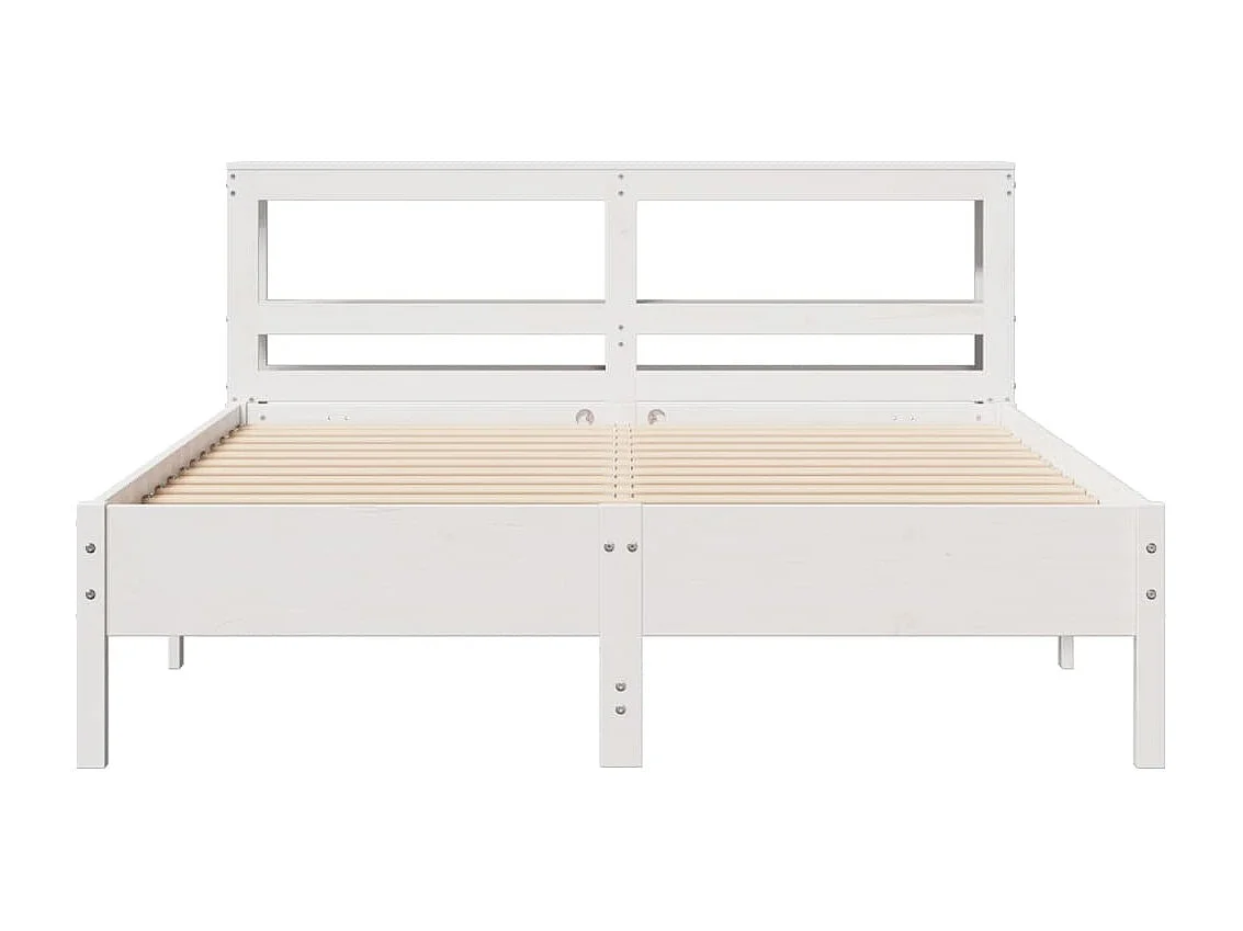 Lit double | Lit adulte | Cadre de lit blanc 140x200 cm bois de pin massif