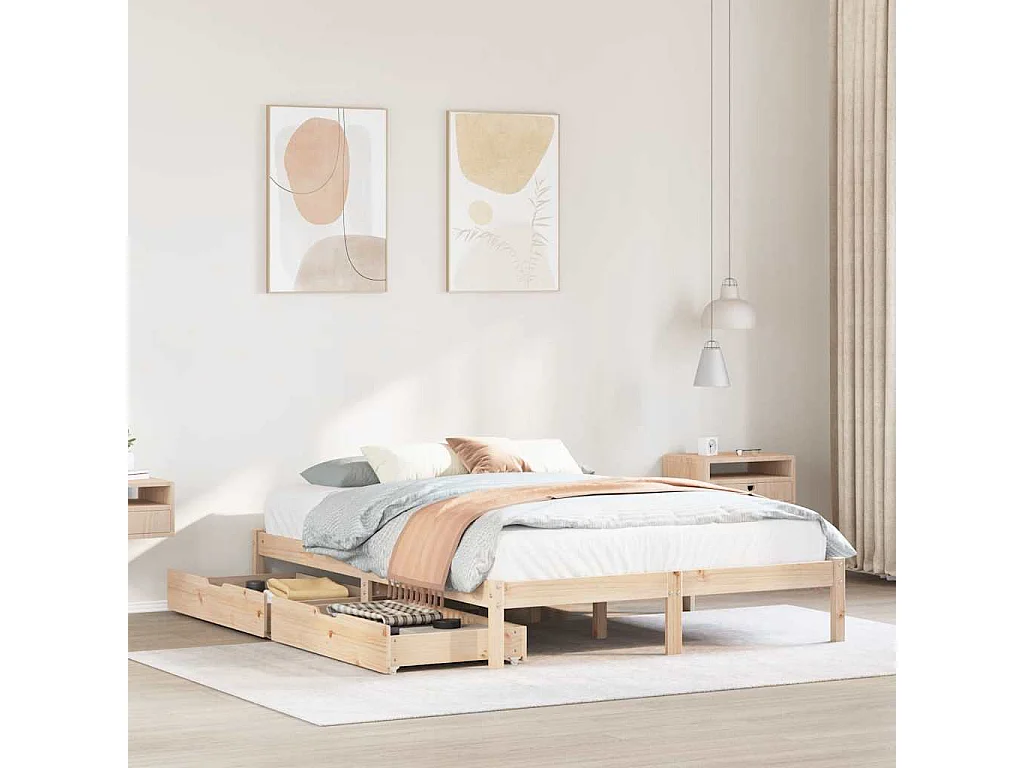 Lit double | Lit adulte | Cadre de lit 160x200 cm bois massif de pin