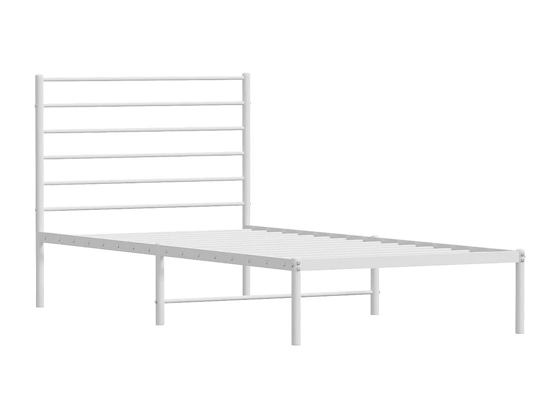 Lit simple | Lit adulte, enfant | Cadre de lit métal avec tête de lit blanc 75x190cm
