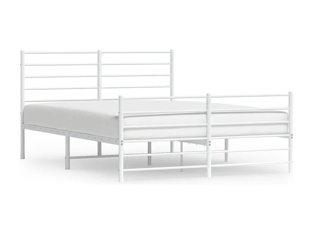 Lit simple | Lit adulte, enfant | Cadre de lit métal et pied de lit blanc 120x190 cm