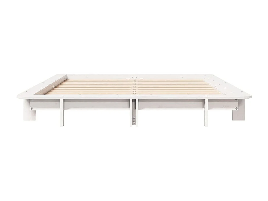 Lit double | Lit adulte | Cadre de lit blanc 140x190 cm bois de pin massif