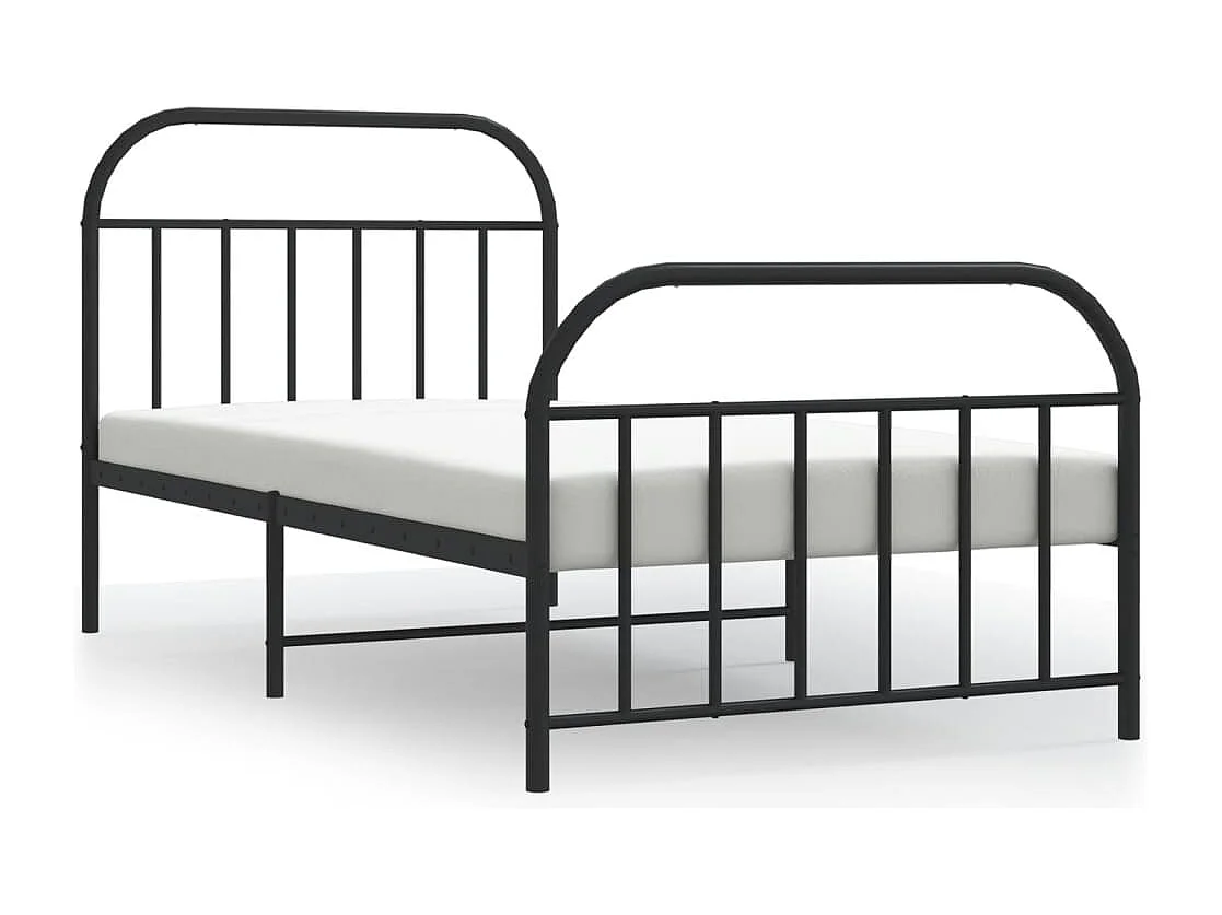 Lit simple | Lit adulte, enfant | Cadre de lit métal avec pied de lit noir 107x203cm