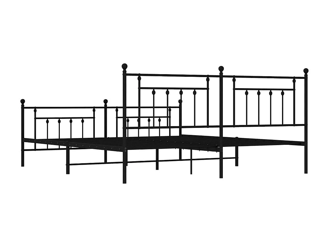 Lit double | Lit adulte | Cadre de lit métal avec pied de lit noir 200x200cm