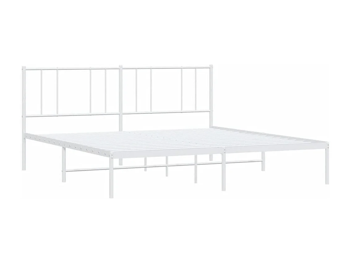 Lit double | Lit adulte | Cadre de lit métal et tête de lit blanc 200x200 cm