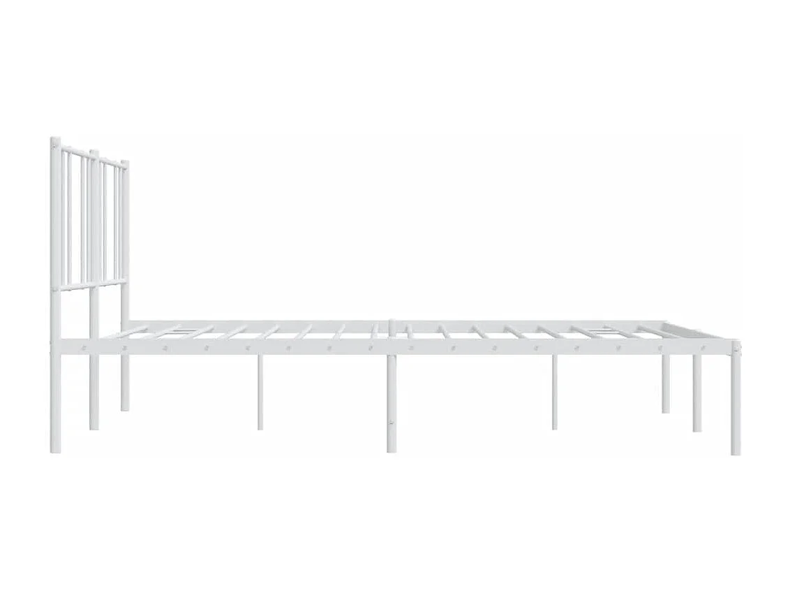 Lit double | Lit adulte | Cadre de lit métal et tête de lit blanc 200x200 cm