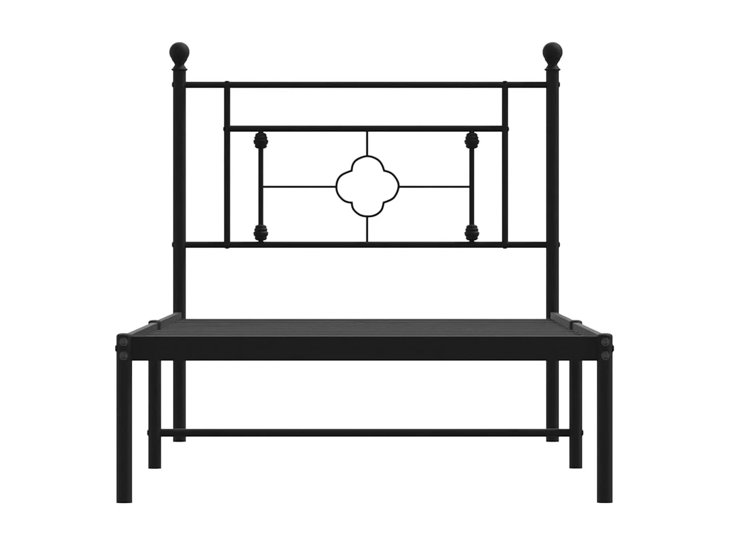 Lit simple | Lit adulte, enfant | Cadre de lit métal avec tête de lit noir 90x190 cm