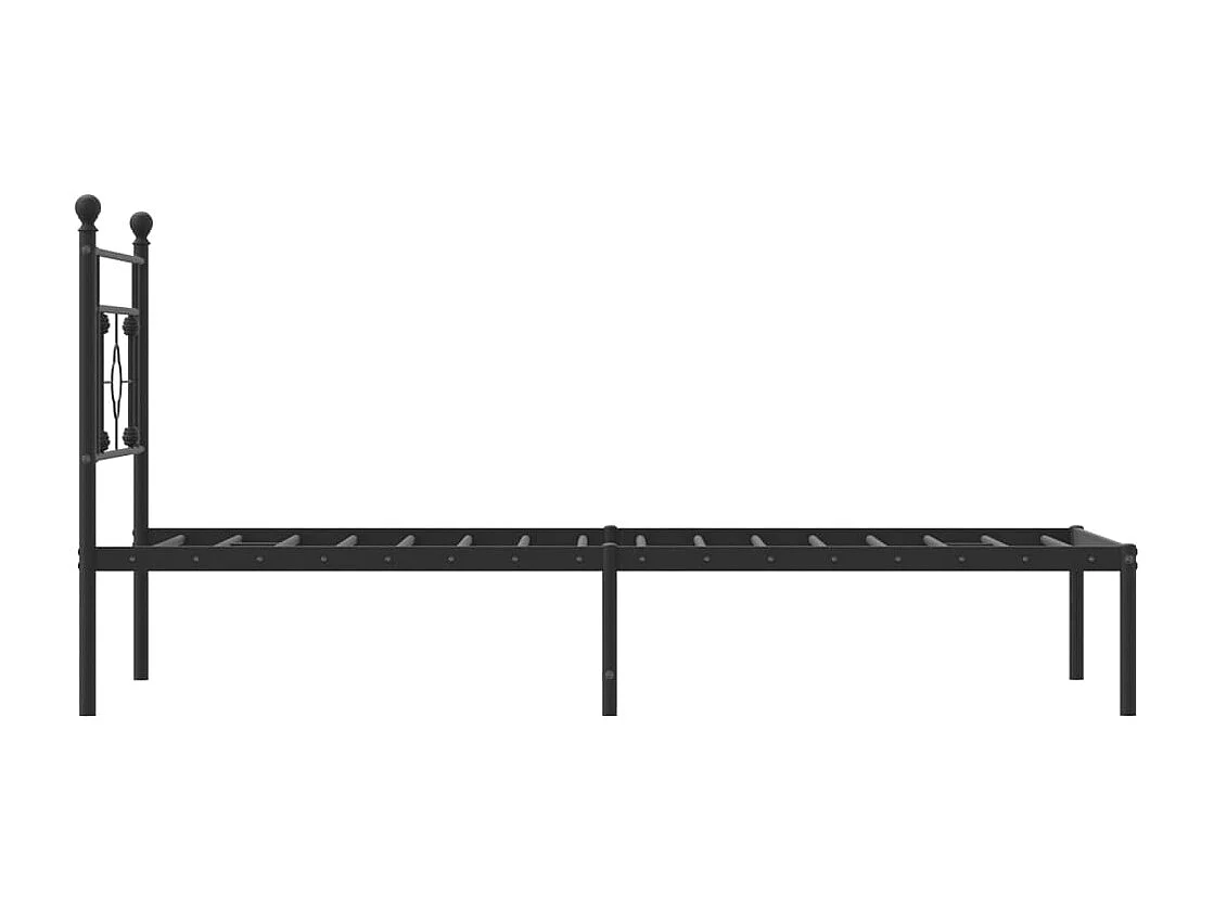 Lit simple | Lit adulte, enfant | Cadre de lit métal avec tête de lit noir 90x190 cm