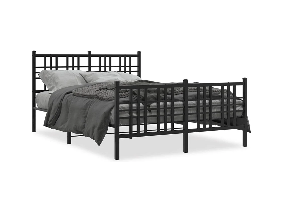 Lit double | Lit adulte | Cadre de lit métal avec pied de lit noir 140x190cm