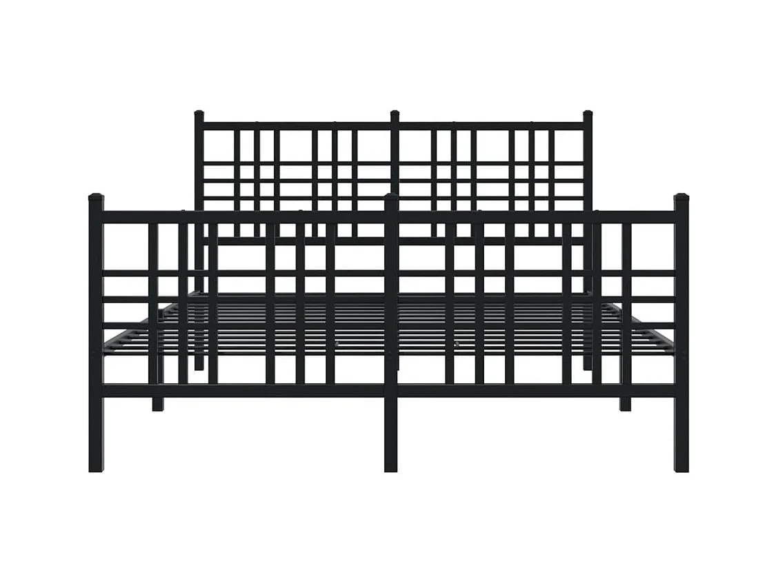 Lit double | Lit adulte | Cadre de lit métal avec pied de lit noir 140x190cm