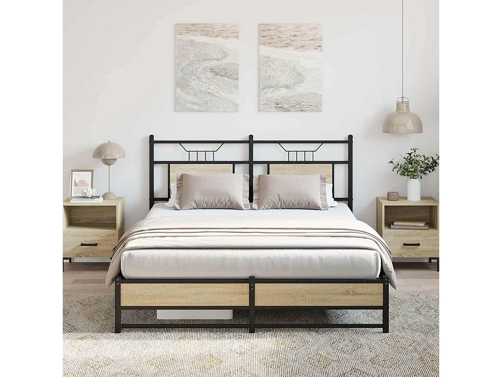 Letto per adulti | Letto matrimoniale | Giroletto senza Materasso Rovere Sonoma 140x200cm in Truciolato