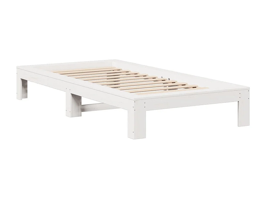 Lit simple | Lit adulte, enfant | Cadre de lit blanc 75x190 cm bois de pin massif