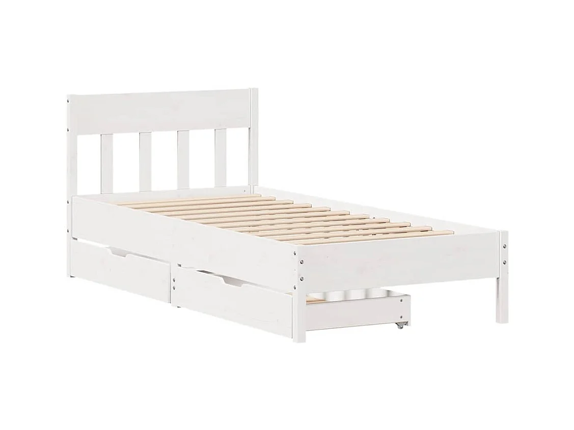 Letto per adulti | Letto singolo | Giroletto senza Materasso Bianco 100x200 cm Legno Massello Pino