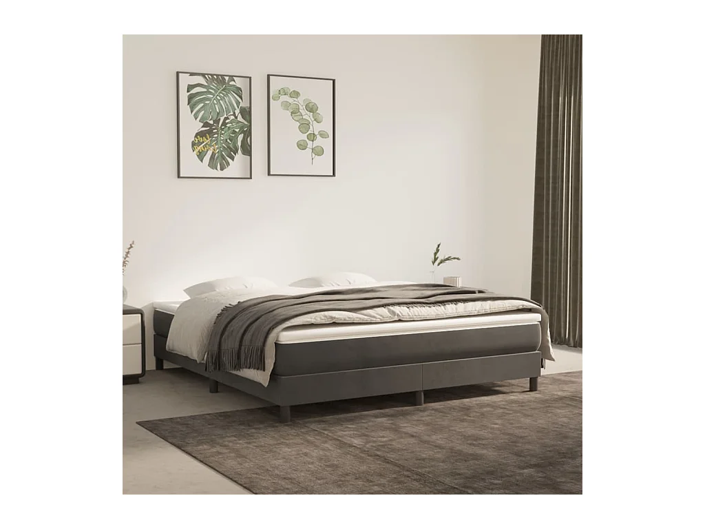 Lit double | Lit adulte | Cadre de lit gris foncé 180x200 cm velours
