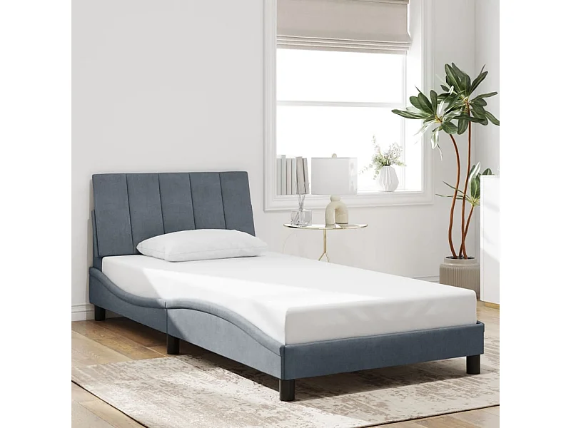 Lit simple | Lit adulte, enfant | Cadre de lit gris foncé 100x200 cm velours