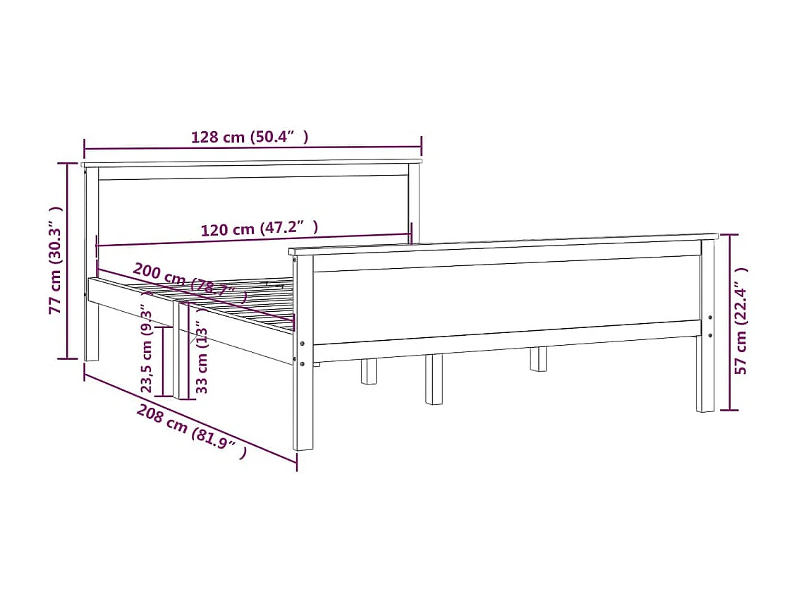 Lit simple | Lit adulte, enfant | Cadre de lit marron miel pin massif 120x200 cm