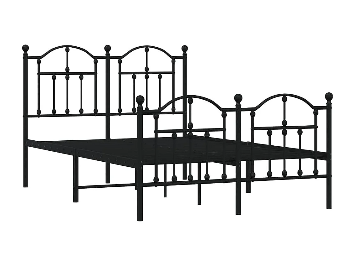 Lit simple | Lit adulte, enfant | Cadre de lit métal avec pied de lit noir 120x200cm