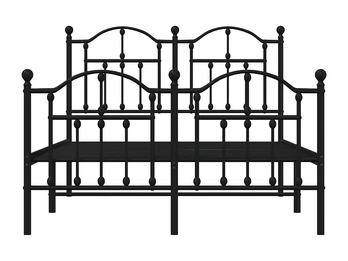 Lit simple | Lit adulte, enfant | Cadre de lit métal avec pied de lit noir 120x200cm
