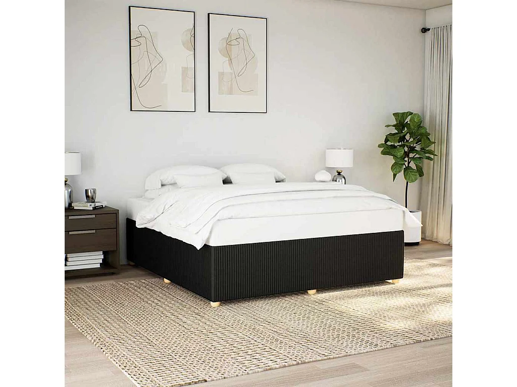 Lit double | Lit adulte | Cadre de lit noir 180x200 cm tissu