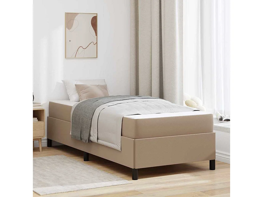 Lit simple | Lit adulte, enfant | Cadre de lit avec matelas Cappuccino 100x200 cm Faux cuir