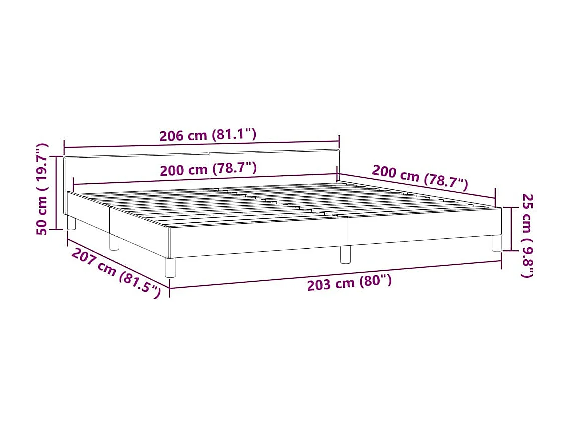 Lit double | Lit adulte | Cadre de lit noir 200x200 cm velours