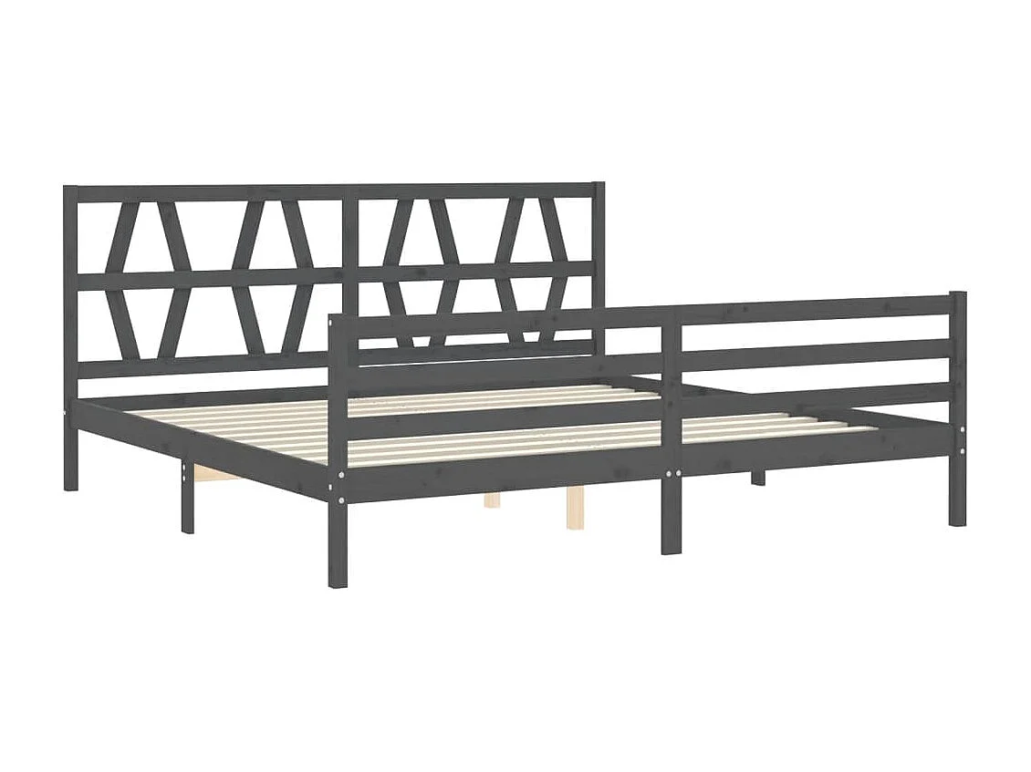 Lit double | Lit adulte | Cadre de lit gris 200x200 cm bois massif