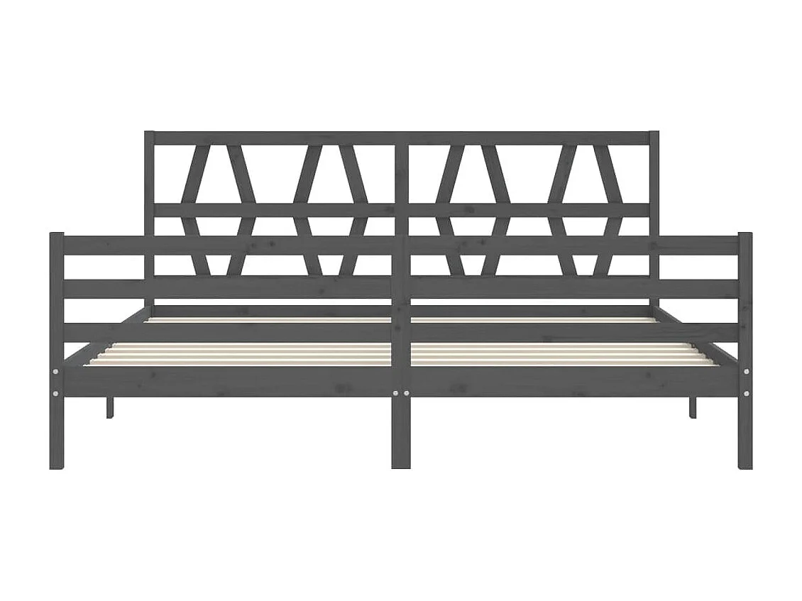 Lit double | Lit adulte | Cadre de lit gris 200x200 cm bois massif