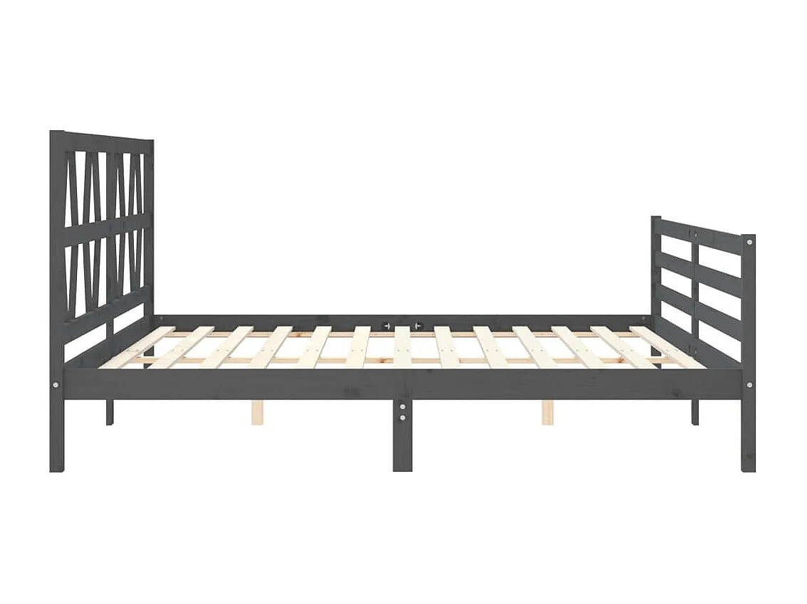 Lit double | Lit adulte | Cadre de lit gris 200x200 cm bois massif