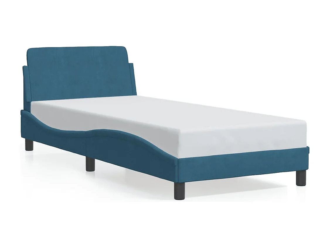 Bedframe | Eenpersoonsbed met hoofdeinde "Dover" fluweel blauw 80x200 cm