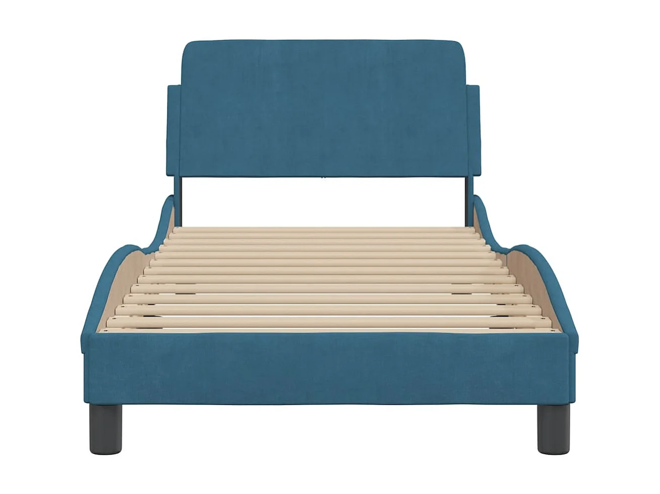 Bedframe | Eenpersoonsbed met hoofdeinde "Dover" fluweel blauw 80x200 cm