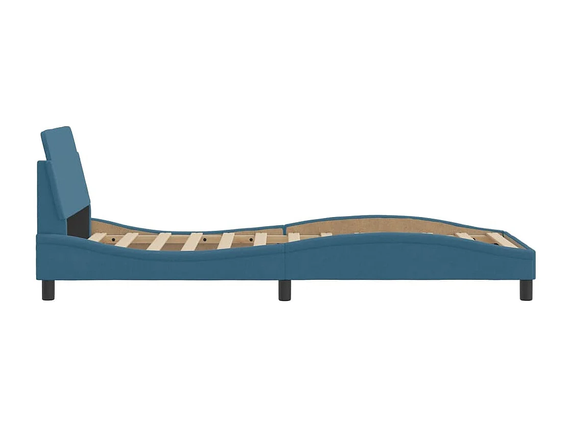 Bedframe | Eenpersoonsbed met hoofdeinde "Dover" fluweel blauw 80x200 cm