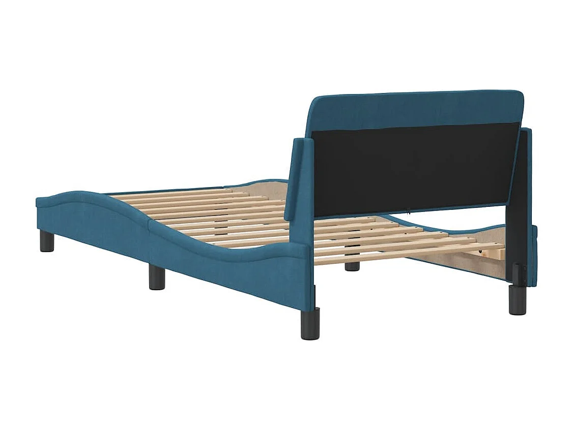Bedframe | Eenpersoonsbed met hoofdeinde "Dover" fluweel blauw 80x200 cm