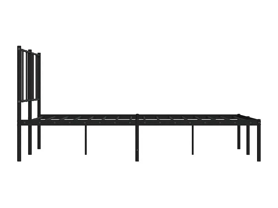 Lit double | Lit adulte | Cadre de lit métal avec tête de lit noir 135x190cm