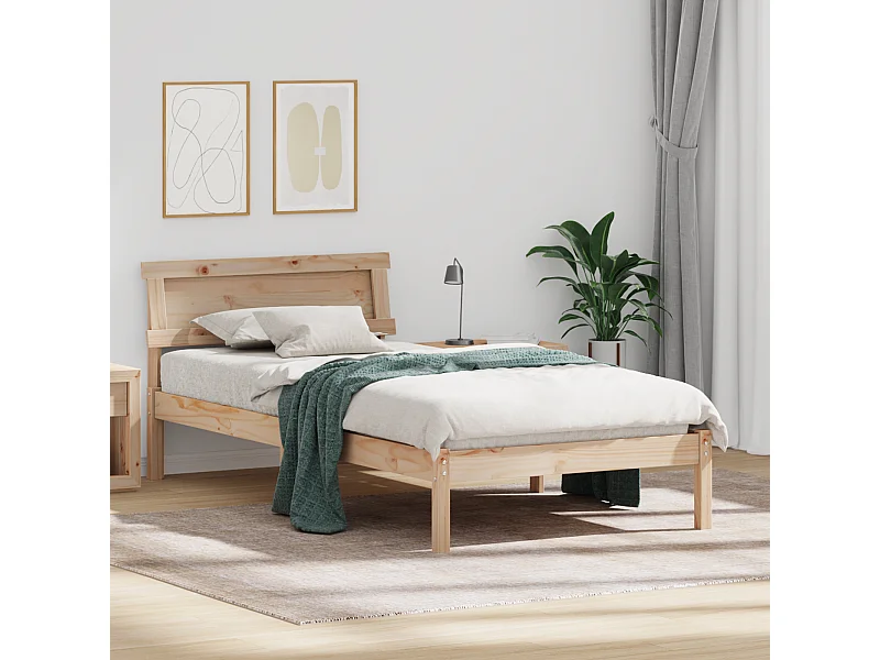 Lit simple | Lit adulte, enfant | Cadre de lit Marron 90x190 cm Bois massif en pin
