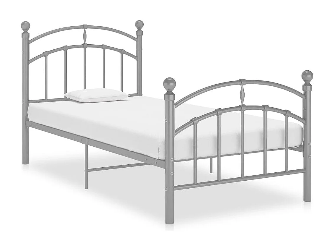 Lit simple | Lit adulte, enfant | Cadre de lit gris métal 90x200 cm