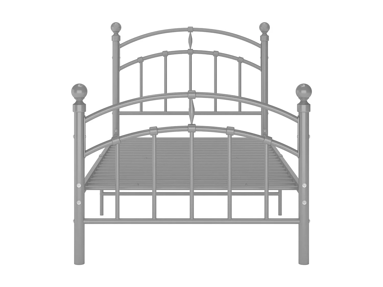 Lit simple | Lit adulte, enfant | Cadre de lit gris métal 90x200 cm
