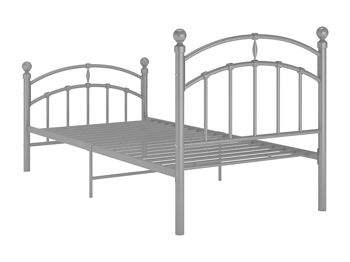 Lit simple | Lit adulte, enfant | Cadre de lit gris métal 90x200 cm