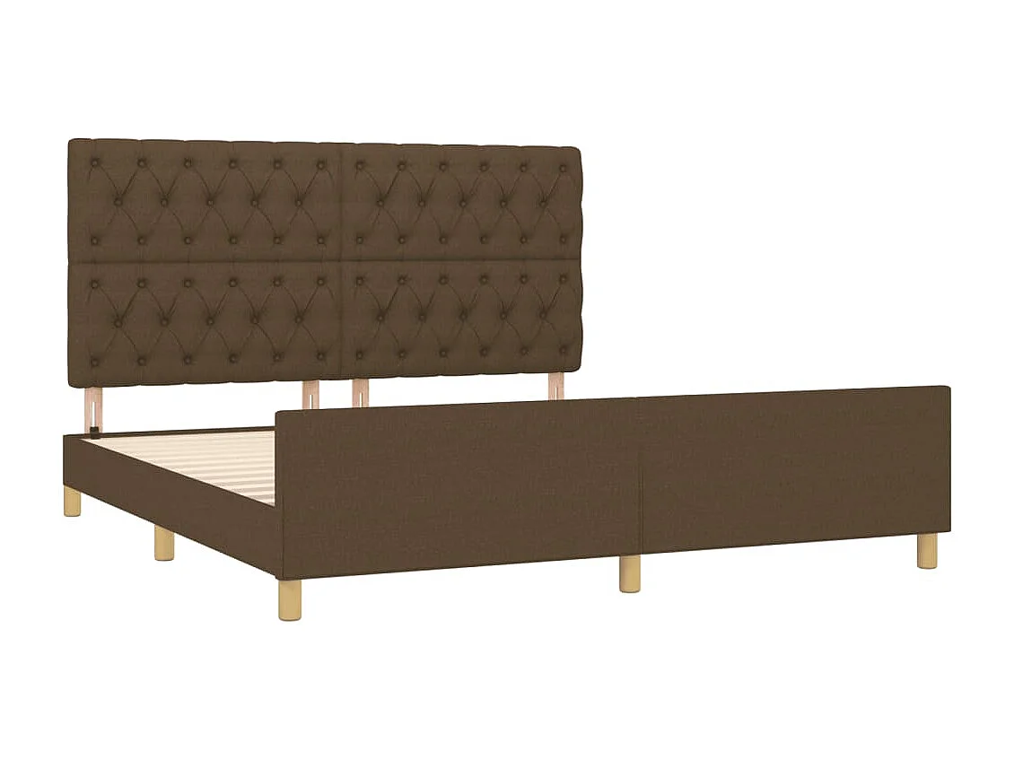 Lit double | Lit adulte | Cadre de lit marron foncé 160x200 cm tissu