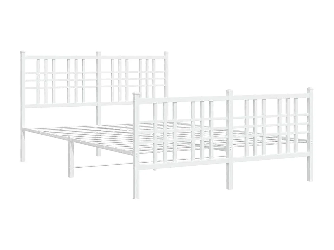 Lit simple | Lit adulte, enfant | Cadre de lit métal et pied de lit blanc 120x190 cm