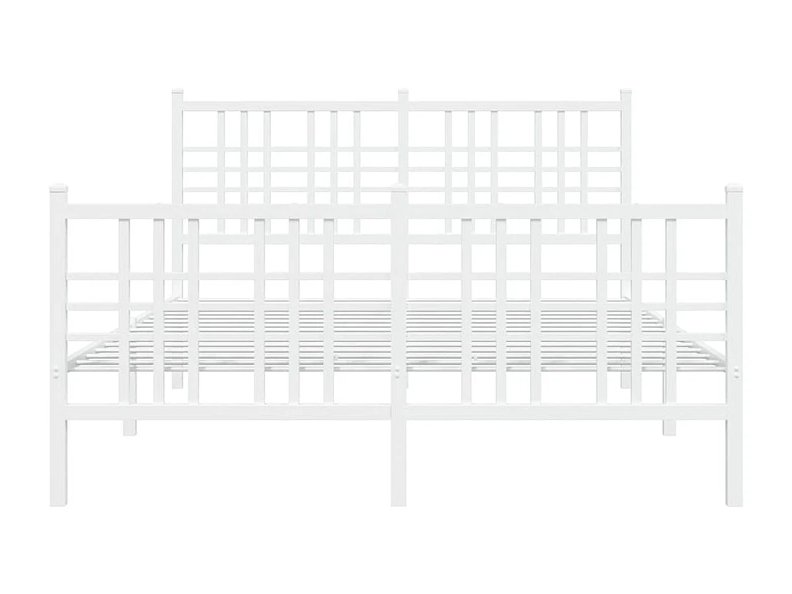 Lit simple | Lit adulte, enfant | Cadre de lit métal et pied de lit blanc 120x190 cm