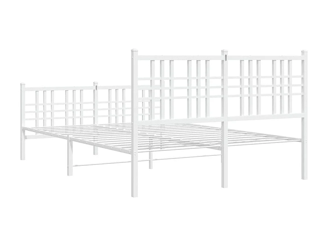Lit simple | Lit adulte, enfant | Cadre de lit métal et pied de lit blanc 120x190 cm