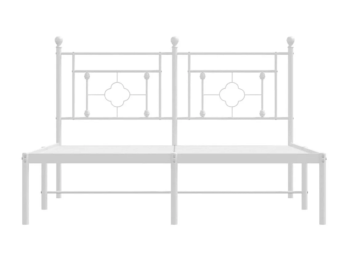 Lit double | Lit adulte | Cadre de lit métal et tête de lit blanc 135x190 cm