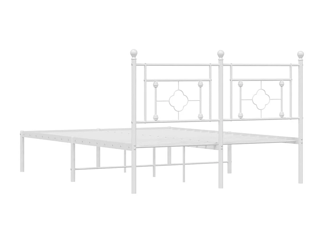 Lit double | Lit adulte | Cadre de lit métal et tête de lit blanc 135x190 cm