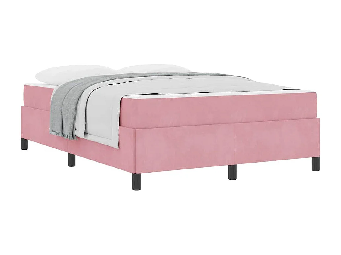 Lit double | Lit adulte | Cadre de lit avec matelas Rose et blanc 140x200 cm Velours