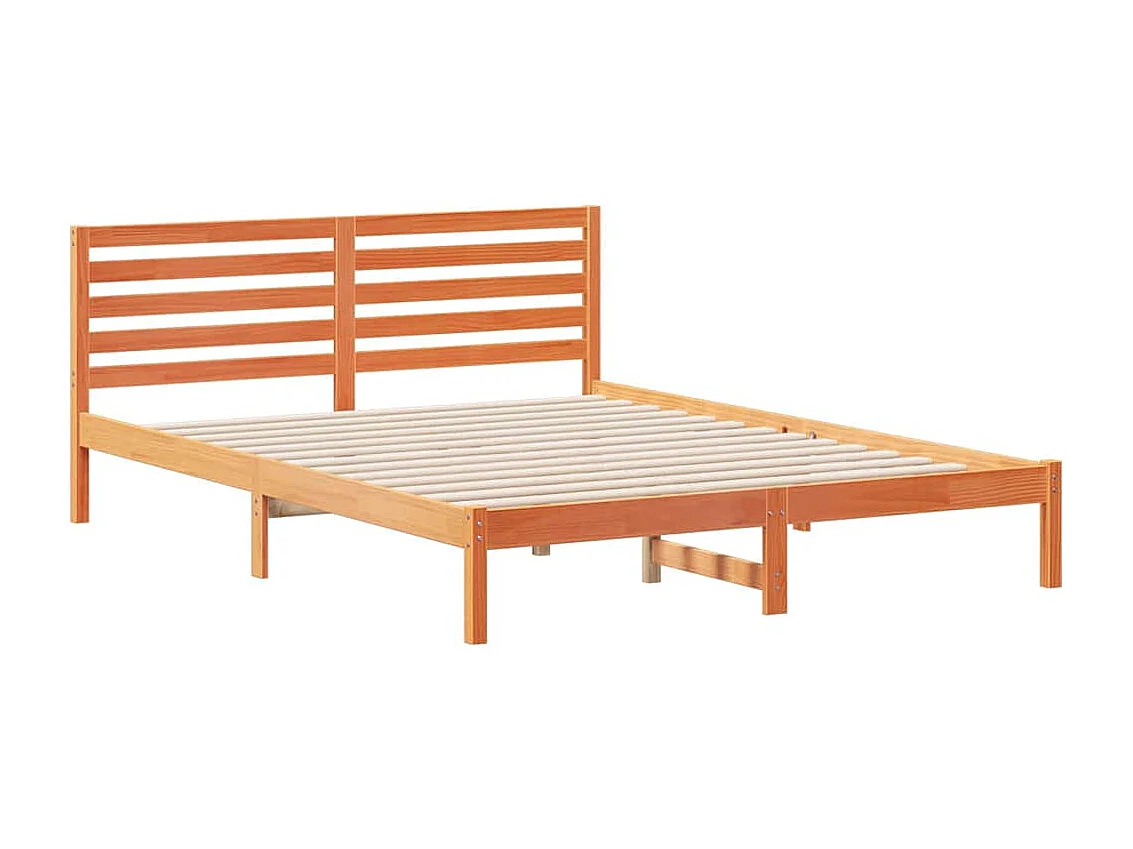 Lit double | Lit adulte | Cadre de lit Marron cire 160x210 cm Bois massif en pin
