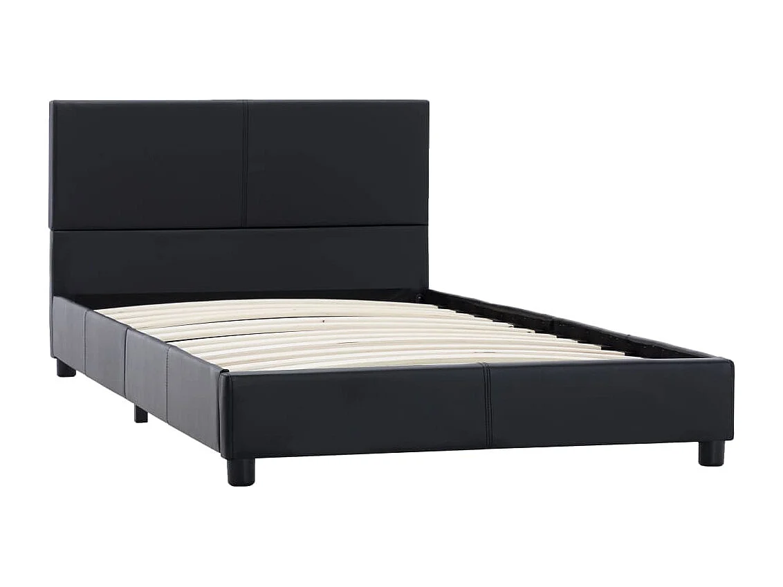 Letto per adulti | Letto singolo | Giroletto Nero in Similpelle 100x200 cm
