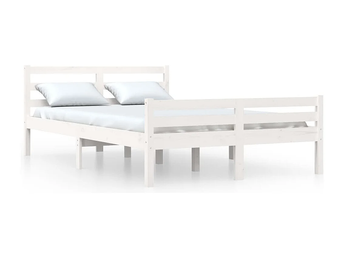 Lit double | Lit adulte | Cadre de lit blanc bois massif 140x200 cm