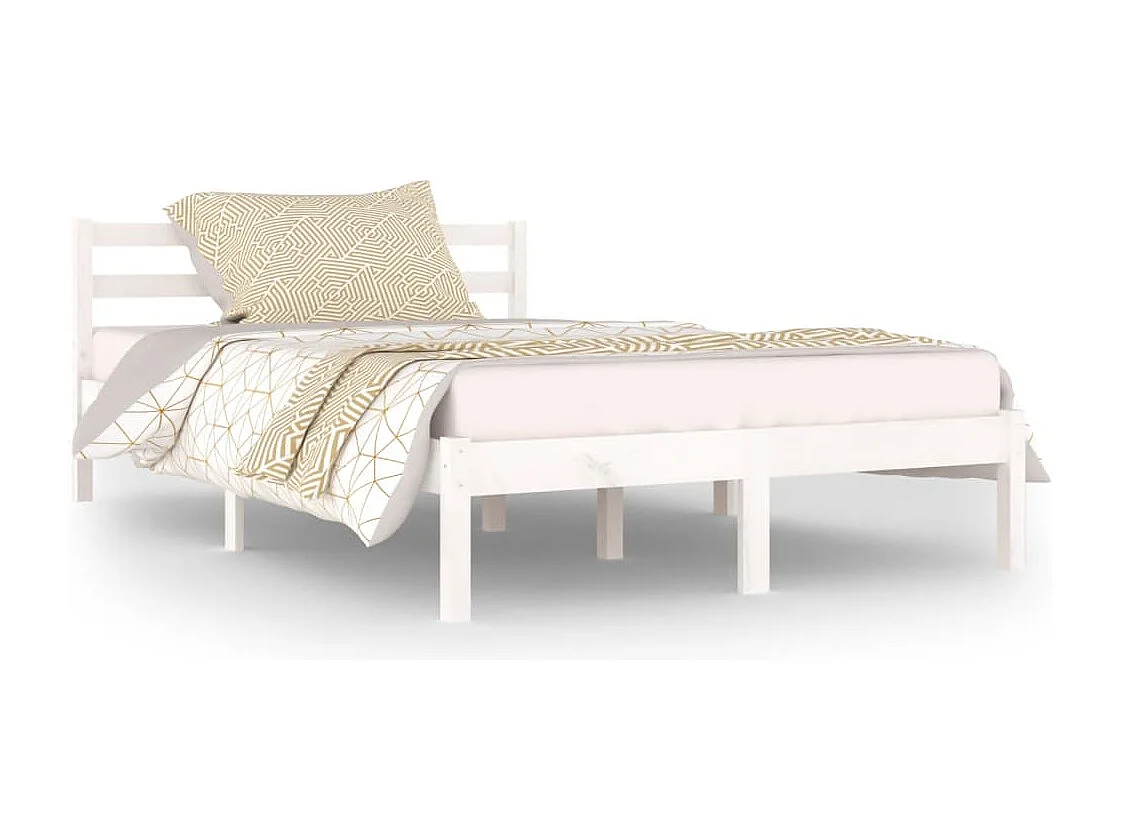 Lit simple | Lit adulte, enfant | Cadre de lit bois de pin massif 120x200 cm blanc