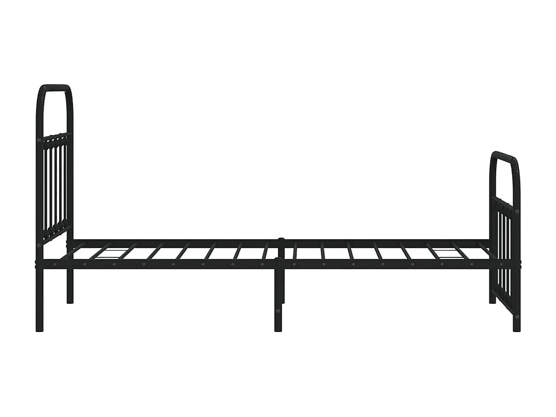 Lit simple | Lit adulte, enfant | Cadre de lit métal avec pied de lit noir 90x190 cm