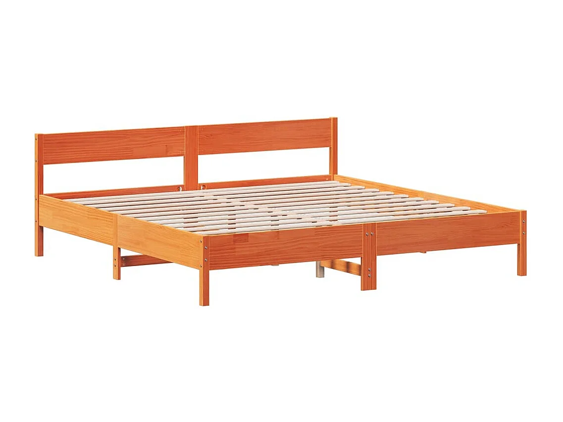Lit double | Lit adulte | Cadre de lit cire marron 200x200cm bois pin massif